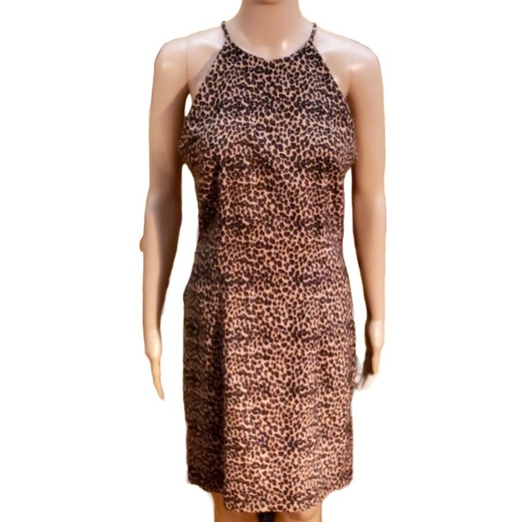 leopard print open back midi dress size 8 - Picture 1 of 6
